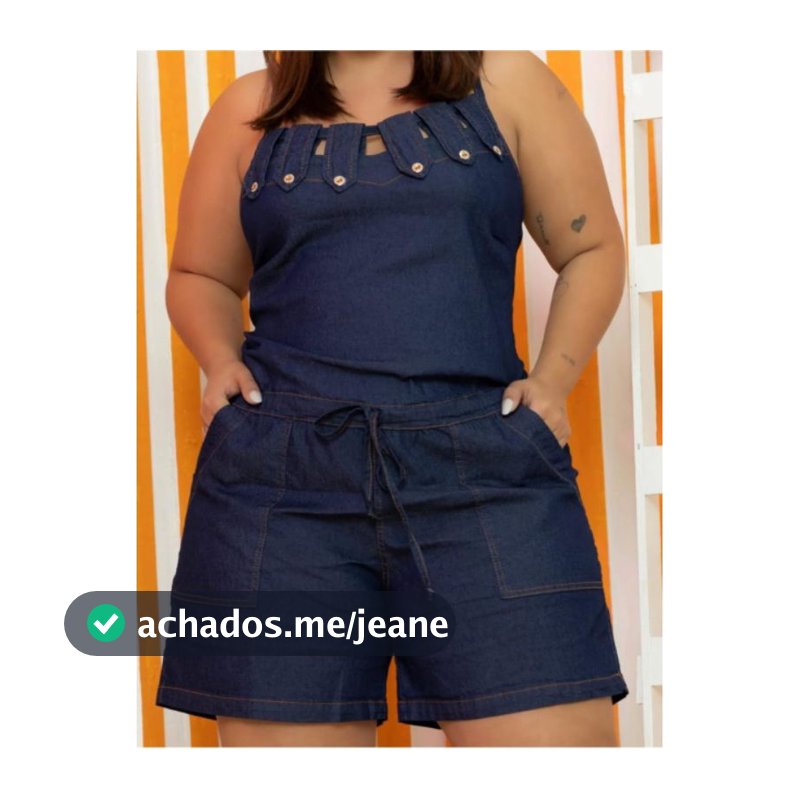 Macaquinho plus size com elastano jeans lycra alças regulaveis e amarração COD 150