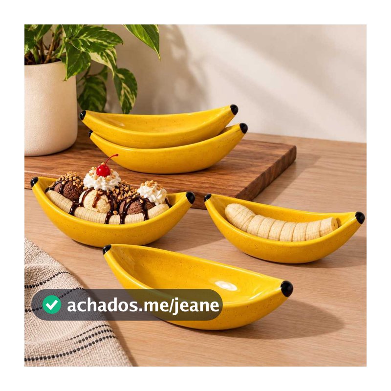 Tigela Banana Split fruta Bowl cerâmica artesanal