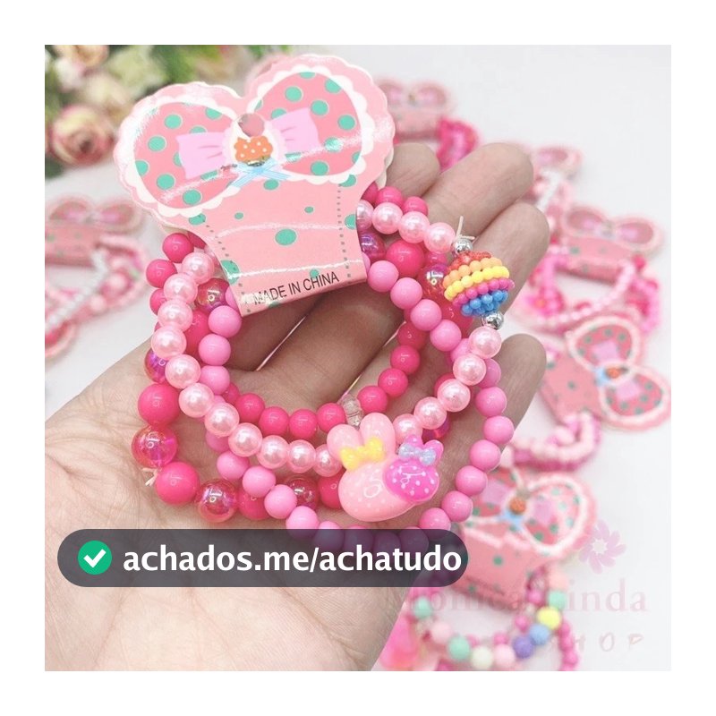 Kit 36 Pulseiras Conjunto Para Criança Infantil Frutas Doces Coloridos