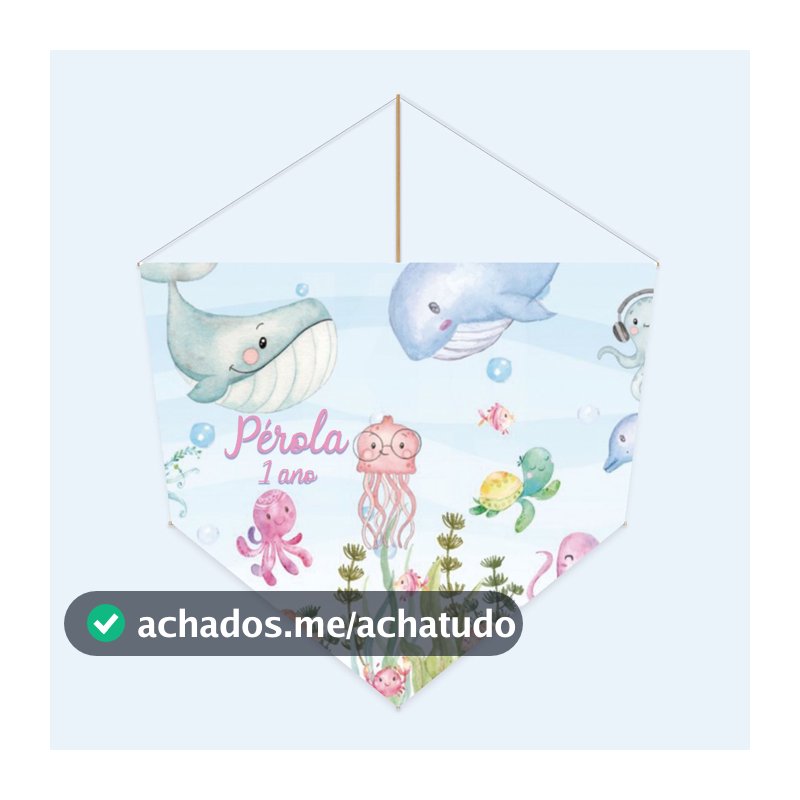 Lembrancinha de Pipa Personalizada Fundo do Mar Menina para festa infantil, com tema da festa, nome e idade da criança