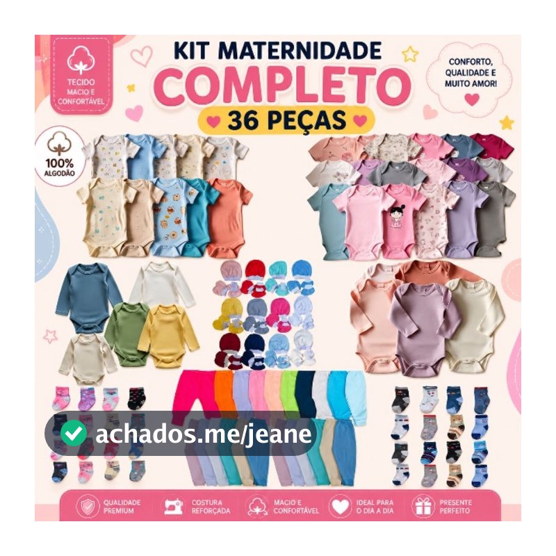 Kit 36 peças Roupas de bebe enxoval maternidade Menino ou Menina Body + Mijão /Calça