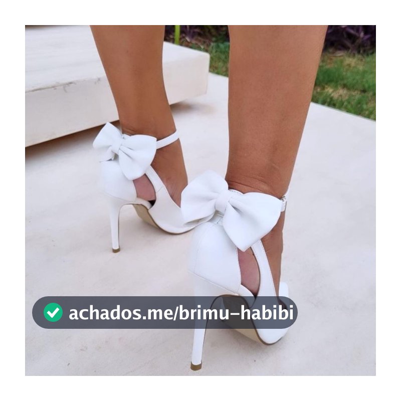 Sapato scarpin laço branco salto 11cm