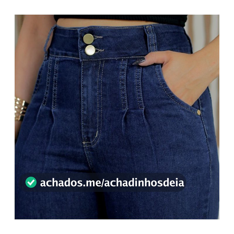 Calça Jeans Feminina Skinny Com Pregas Cintura Alta Com Lycra