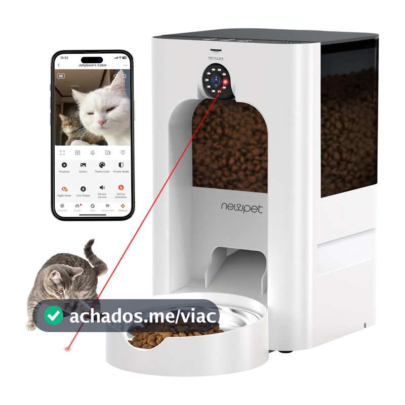 Newpet Alimentador Automático Pet Para Cães E Gatos Câmera Wi-fi Aplicativo 5l