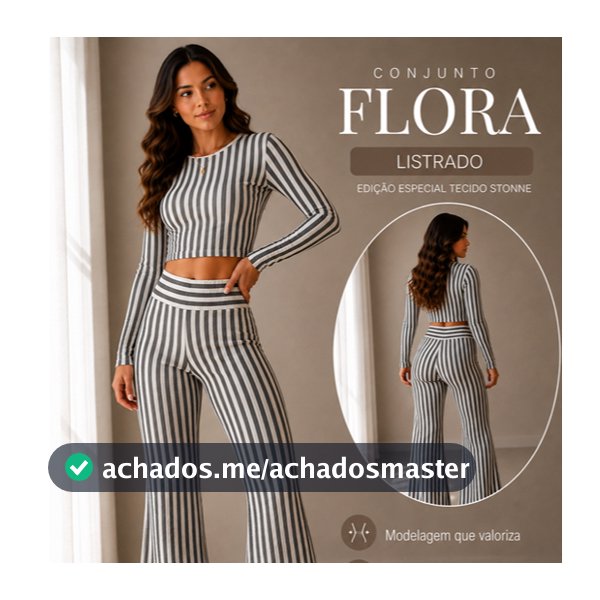 Conjunto Feminino Calça Flare Cintura Alta + Cropped Manga Longa Modela Corpo Não Marca