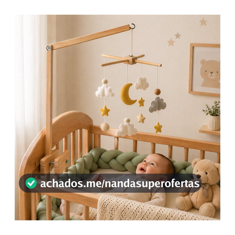 Suporte Móbile Infantil Madeira Regulável Berço Bebê Seguro e Resistente