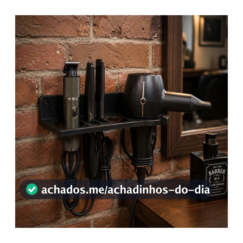 Suporte De Secador Chapinha Babyliss Organizador Multifuncional De Parede Salao e Banheiro