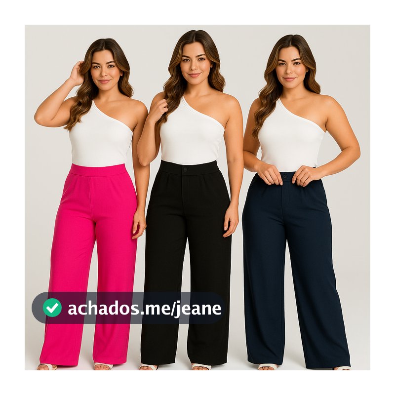 Calça Pantalona Canelada Wide Leg Caimento Perfeito - Tecido Ribana Canelada, Toque Leve e Macio