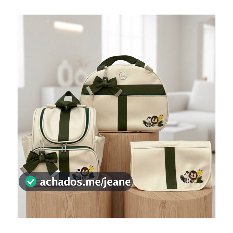 Kit Bolsa Maternidade com 3 Peças, Bolsa G, Mochila e Trocador | Impermeável e Térmica | Coleção Luxo