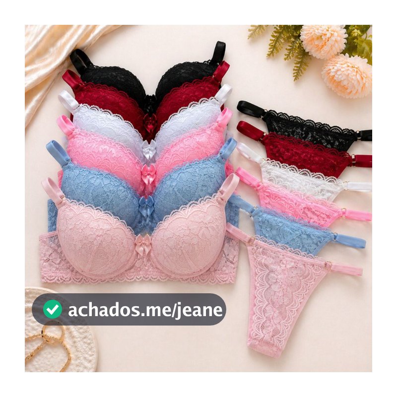 Conjunto de Lingerie Renda Com Bojo Sutia e Calcinha String Sensual Noite e Dia Dia Confortavel