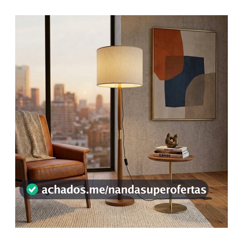 Luminária De Chão Abajur Para Sala De Estar Decoração Quarto Escritório Cores Pés Madeira Maciça