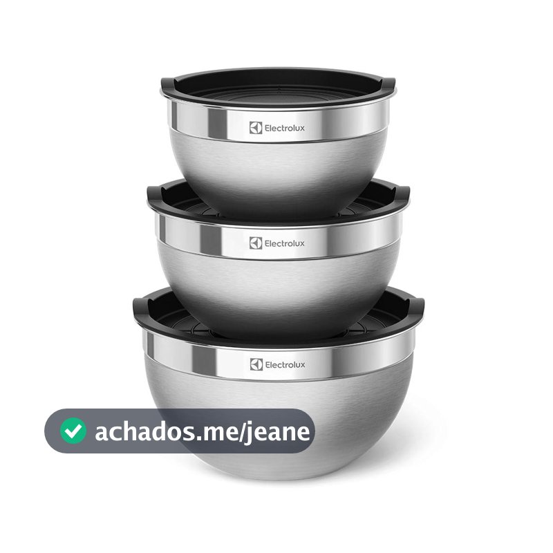 Conjunto Bowls de Inox Electrolux com Tampa Plástica 3 Peças