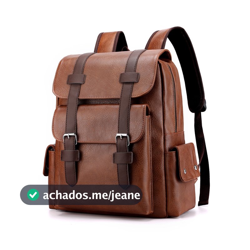 Mochila Masculina Grande Capacidade para Computador - Couro PU, Viagem e Lazer, Confortável,Remessa do Brasil