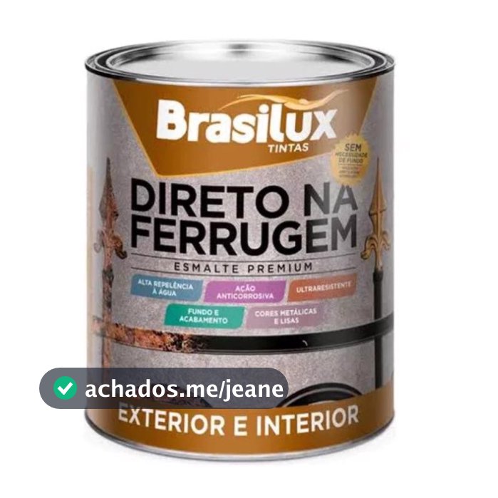 Tinta Esmalte 900ml Direto Na Ferrugem Premium Alta Proteção Brilho Várias Cores - BRASILUX