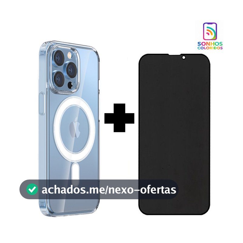 Capa Magsafe + Película anti Spy Compativel Para iphone 16 15 14 13 12 11 Pro MAX