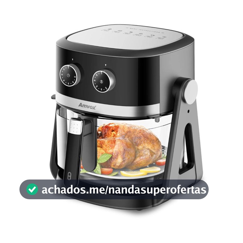 Air Fryer e Fogão Elétrico 2 em 1 Amvox ARF 1150 1500W 5L Preto/Prata