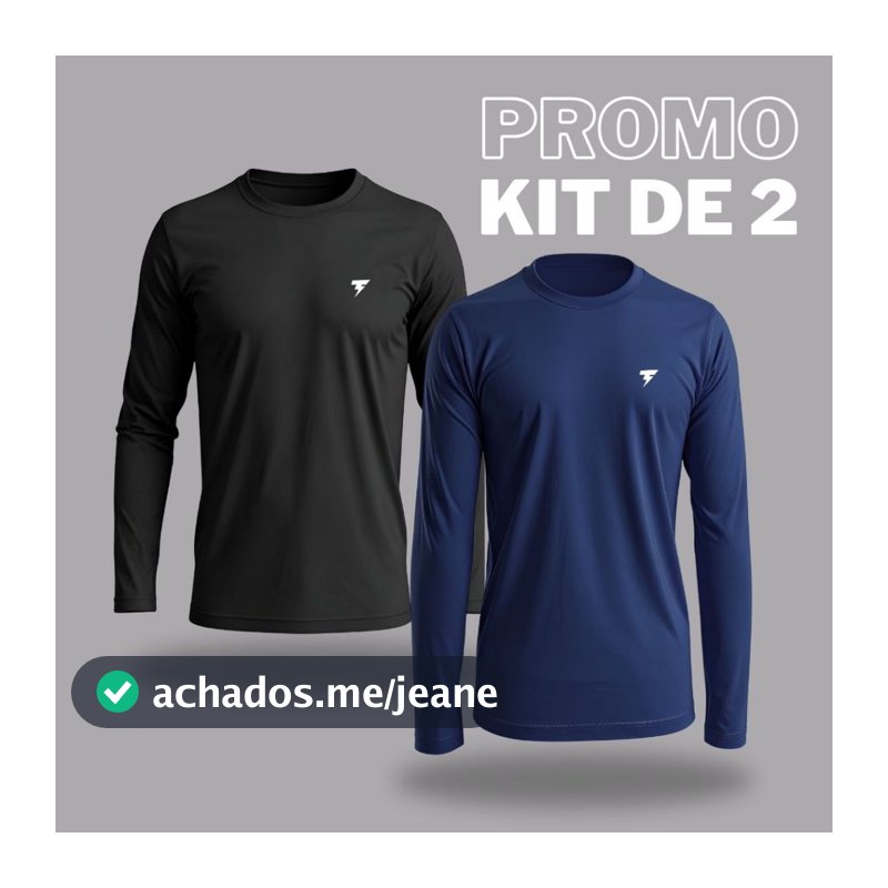 Kit Com 2 Camisetas Camisa Térmica Proteção Uv Manga Comprida