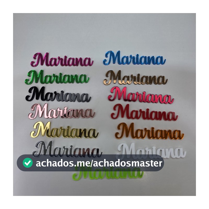 Aplique Nome 5cm Acrilico Espelhado  - Kit 5 ate 40 unidades