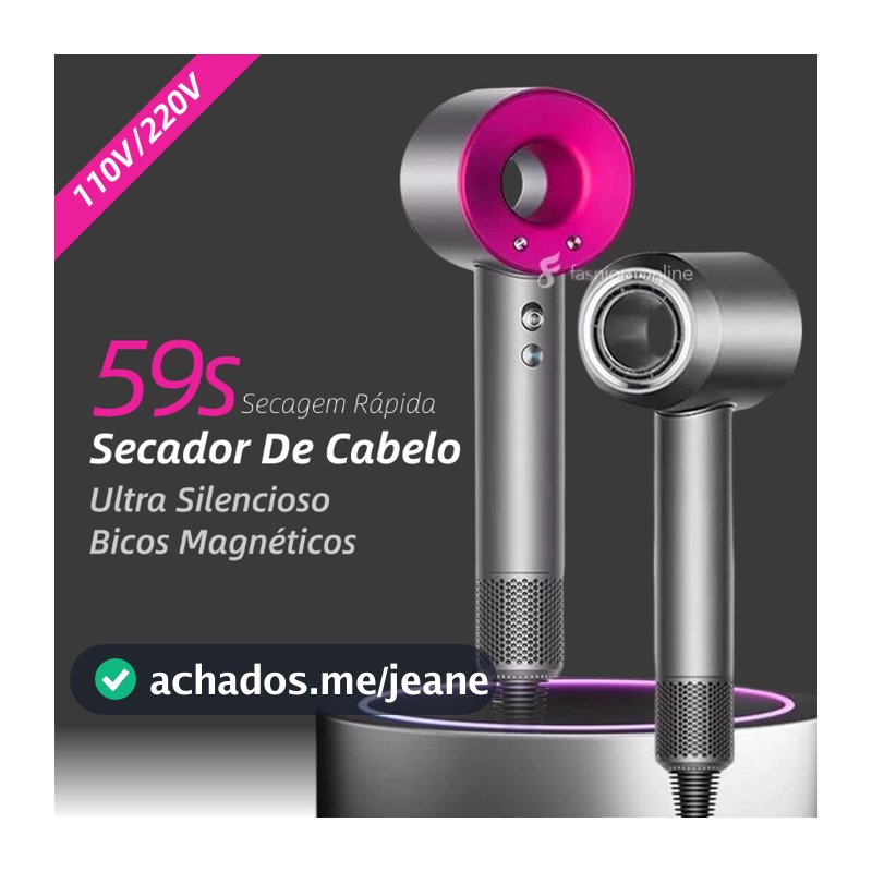 Secador De Cabelo Silencioso Super Sônico Magnético 110V/220V