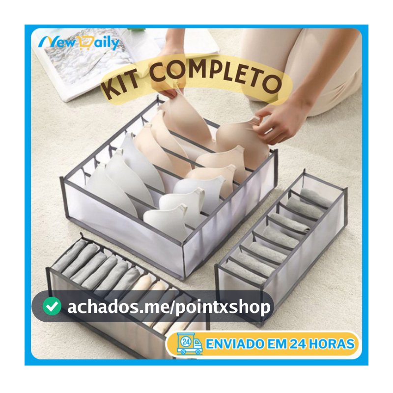 Kit Completo de 3 Organizadores De Gaveta De Sutiã Peças íntimas Meias Dobrável Caixa de Armazenamento SN-13/SN-14/SN-15