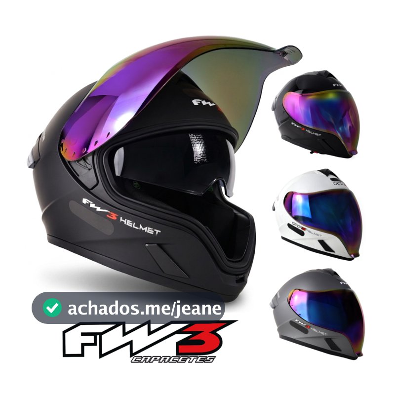 Capacete Moto Motoqueiro FW3 Venon Estrada Com Óculos Solar Interno