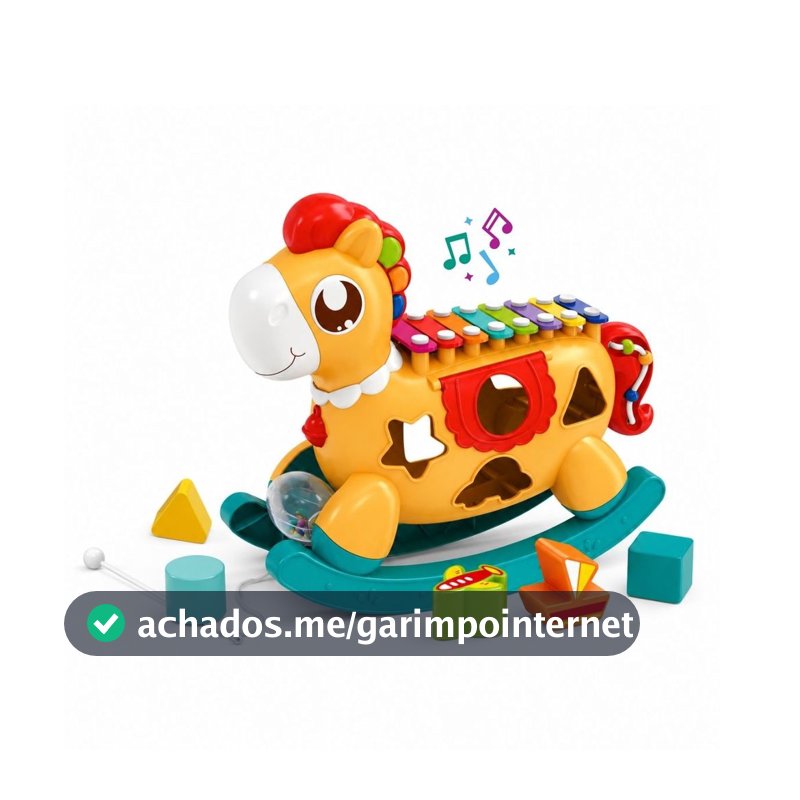 Xilofone Musical Pônei Balanço Peças Encaixar Brinquedo Educativo Sons Luzes Funny Pony Maxi Baby