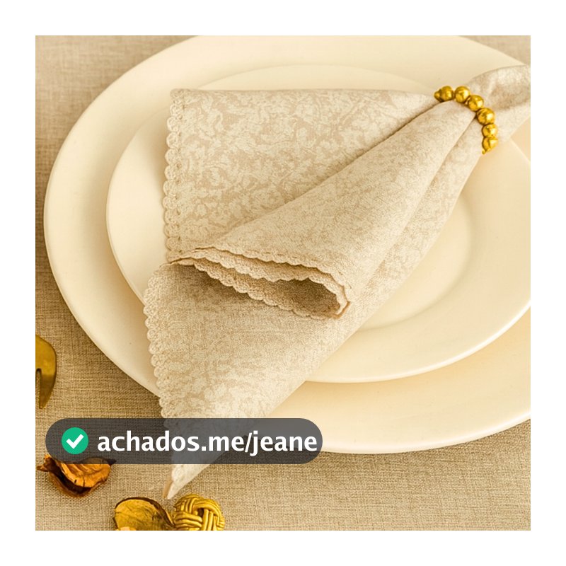 Kit Guardanapo Tecido Grande Jacquard Branco Pérola  Borda Rendada Elegância Mesa Posta 44 x 44 cm