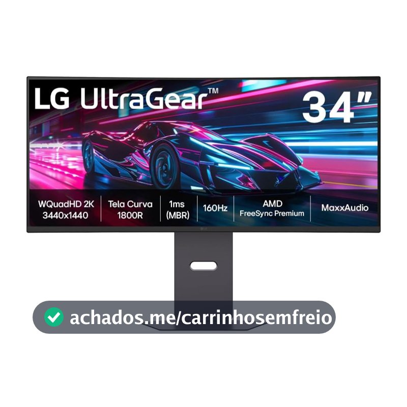 Monitor Gamer LG UltraGear™ Curvo 34" QuadHD 2K UltraWide 160Hz HDR10