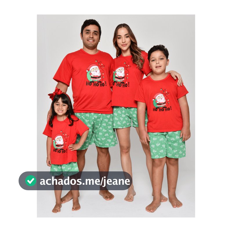 Kit Pijama Familia Natalino Combinados Tal Pai Mae Filho Filha Curto Verão Short e Camisa ou Regata Monte no Carrinho