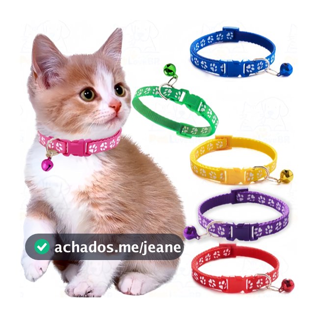 Coleira para Cães e Gatos com Sino – Ajustável, Confortável e com Trava de Segurança – Nylon