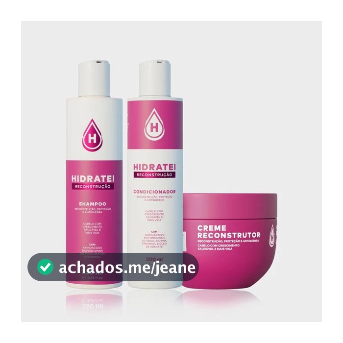 Kit Essencial Reconstrução e Hidratação Intensa Hidratei Shampoo + Condicionador + Máscara