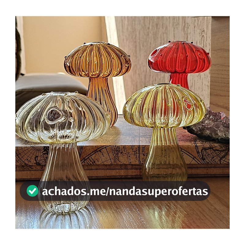 Vaso de Vidro Cogumelo Decorativo Mushroom Charm Decoração contemporânea para Casa - Colecionáveis!