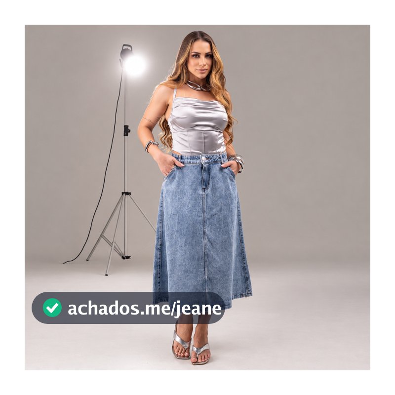 Saia Jeans Midi Moda Evangelica Cintura Alta  Sem Lycra Elegante Feminina Modesta
