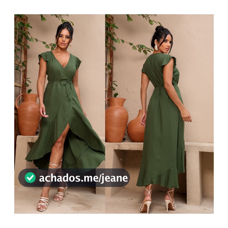 Vestido Envelope Midi Feminino Forrado E  Transpassado Amarrável