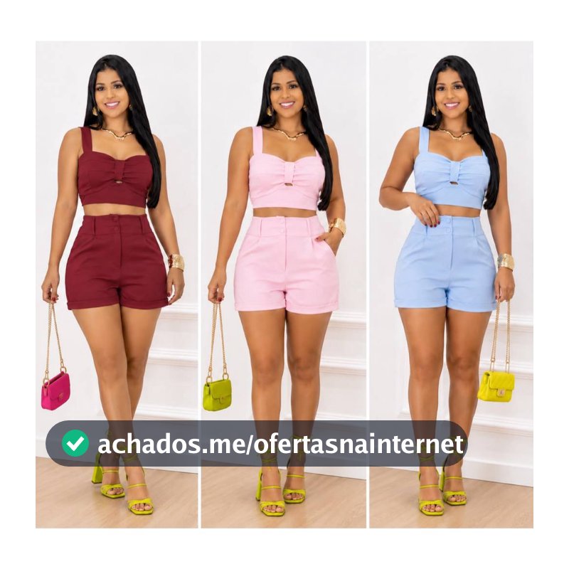 CONJUNTO ALFAIATARIA  SHORT E CROPPED DIVERSAS CORES VERÃO MODA FEMENINA TENDÊNCIA
