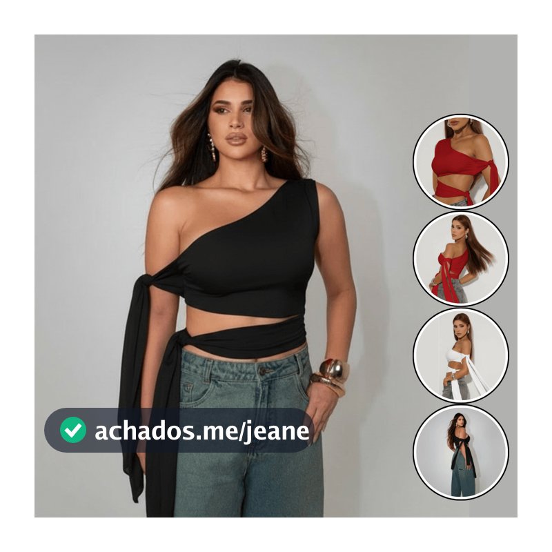 Blusa Cropped com Amarração Suplex Premium Slim Festa Moda Blogueira