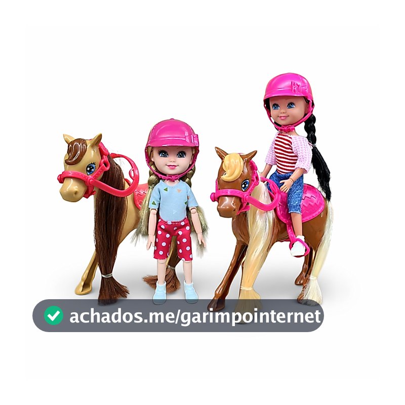 Boneca Hipismo com Cavalo Articulada + Pente Brinquedo Educativo Criativo