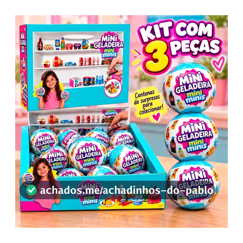 Kit Com 3 Unidade de Mini Brand Com 6 Surpresas Aleatorias Mini Bola Surpresa Colecionável