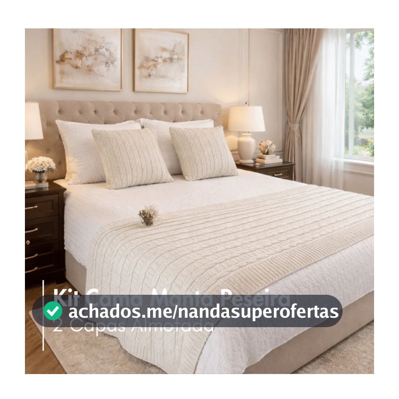 Kit Cama Manta Peseira de Tricot Californian Style Luxo 3D + 2 Capas de Almofada Para Cama e Sofá – Casal, Queen e King