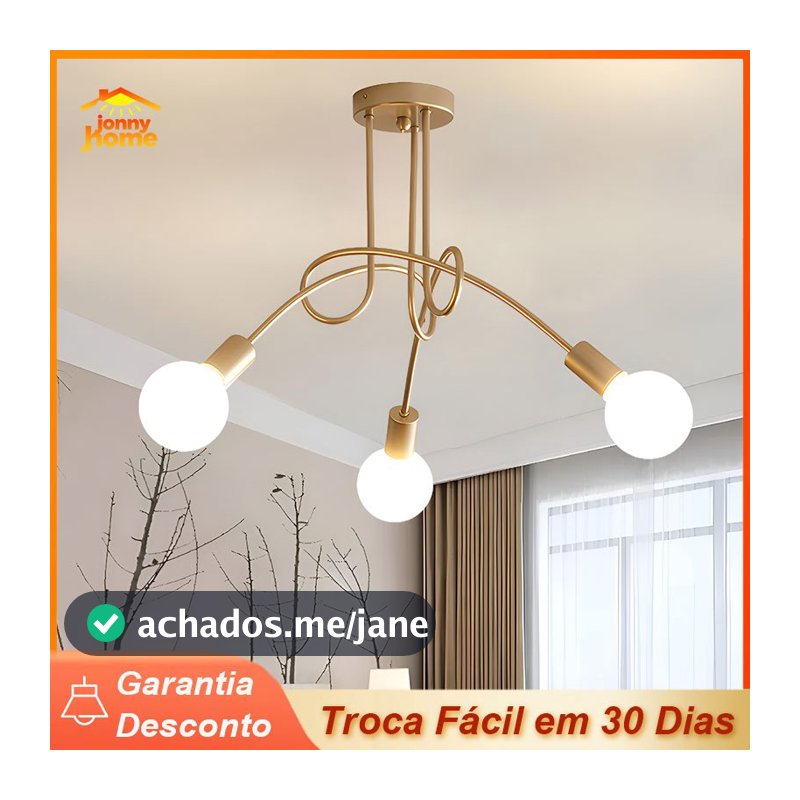 Luminária De Teto Lustre Moderno Sala De Jantar Dourado 3 Lâmpadas Criativo Iluminação 110/220v
