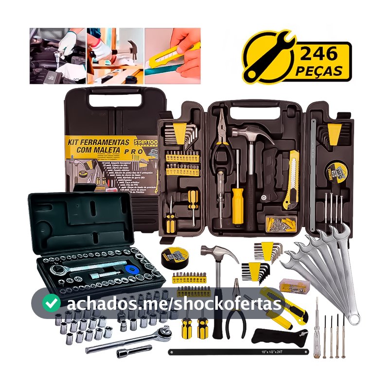 Kit Jogo De Ferramentas 246 Peças  Soquetes Catraca Reversível Chaves Combinadas Multiuso Uso Geral