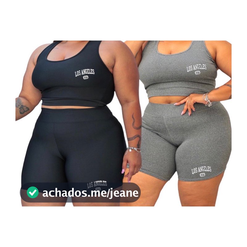 Conjunto top e Shorts Plus size feminino fitness