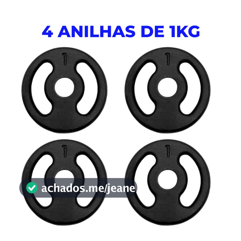 Anilha 4 Unidade (2 Pares) de 1KG  Pintada - Anilha de Ferro Para Halter De Peso Para Musculação