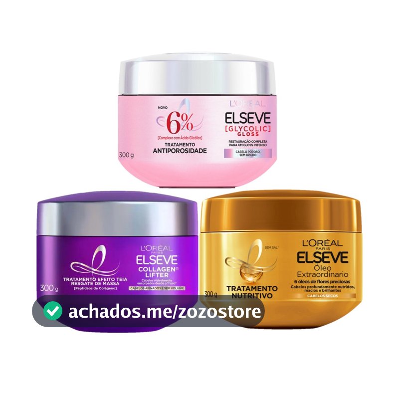 KIT ELSEVE MÁSCARA COLÁGENO + GLYCOLIC + OLEO EXTRAORDINÁRIO 300G