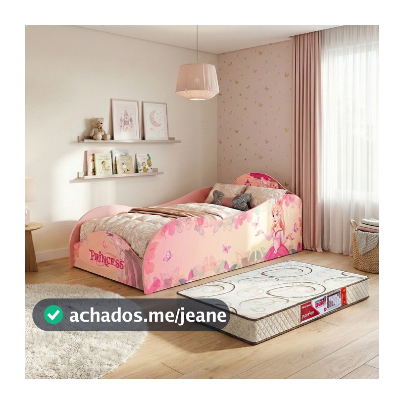 Cama Infantil Princesa Rosa em MDF Juvenil Feminina montessoriana  para Quarto de Menina com colchão