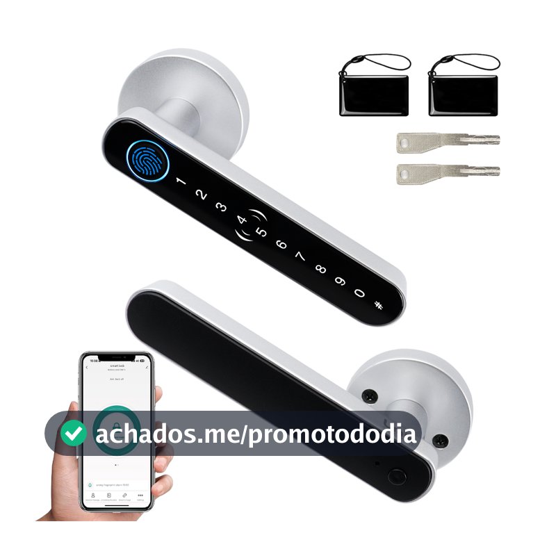 Umik Maçaneta Digital Smart Lock 5 em 1 com Biometria Senha Cartão Chave e App Tuya Bluetooth para Airbnb
