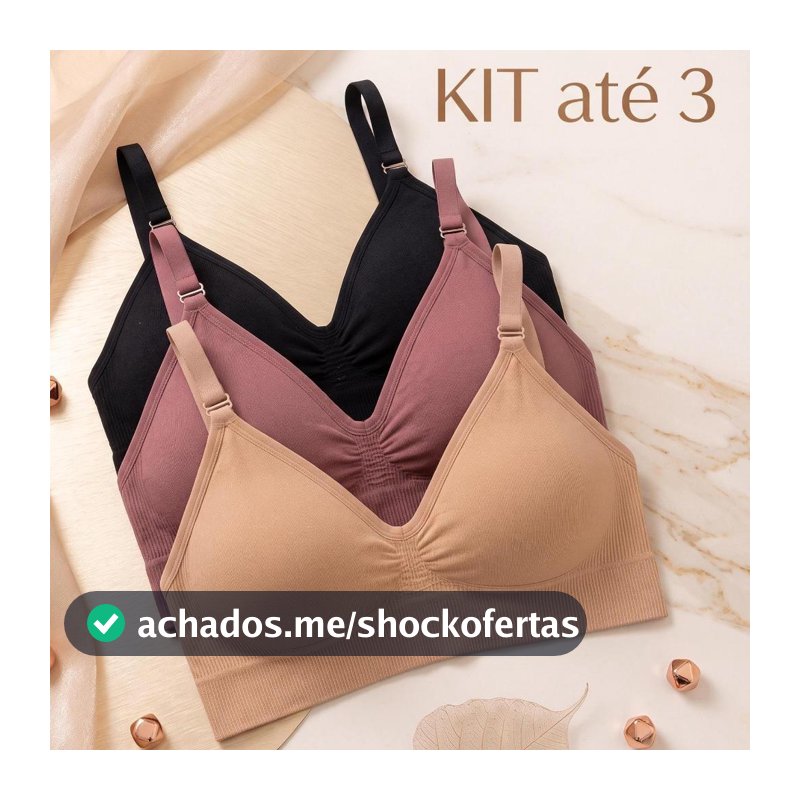 KITS  Sutiãs Feminino Sem Costura Alça Fina Canelado  Com Bojo Removível Poliamida