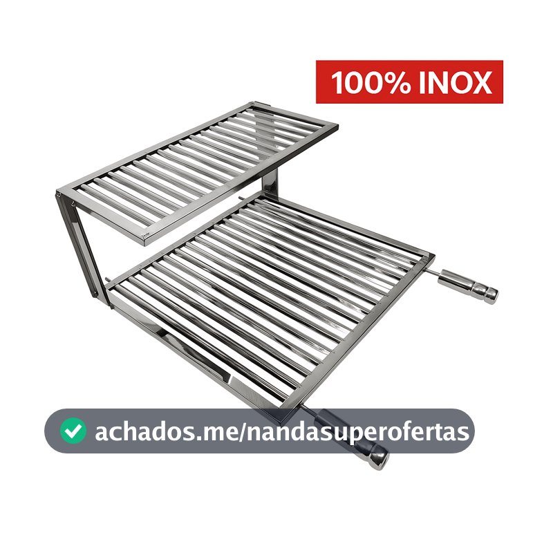 Grelha Uruguaia Parrilla Inox 430 Reforçada com Grelha Auxiliar Descanso Para Churrasqueira Gourmet