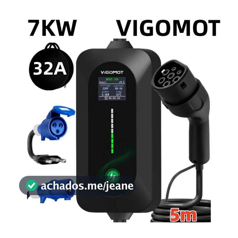VIGOMOT Carregador Carro Elétrico Portátil 7kw 32a Tipo 2 127v/220v