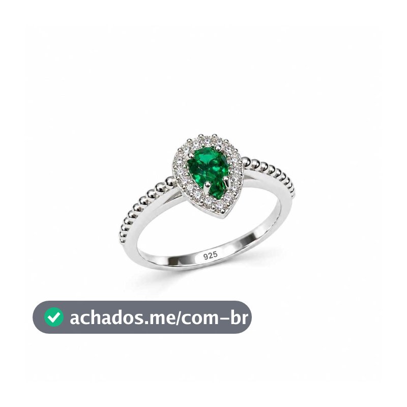ANEL EM PRATA 925 PEDRA VERDE/ANEL GOTA EM PRATA 925